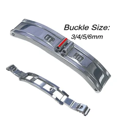 Stainless Steel Solid Double Push Button Fold Watch Buckle Butterfly Deployment Clasp Watch Band Strap Buckle 3mm 4mm 5mm 6mm