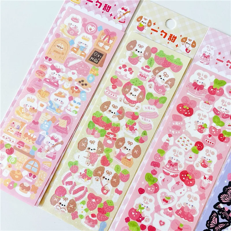 Cute Pet Series Cute Animal Temple Goo Card Sticker Goo Plate Star Chasing Small Card Decoration  Planner Stickers