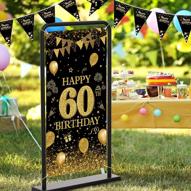 Black and gold banner for door - Party Banner Gold ulasan dan harga