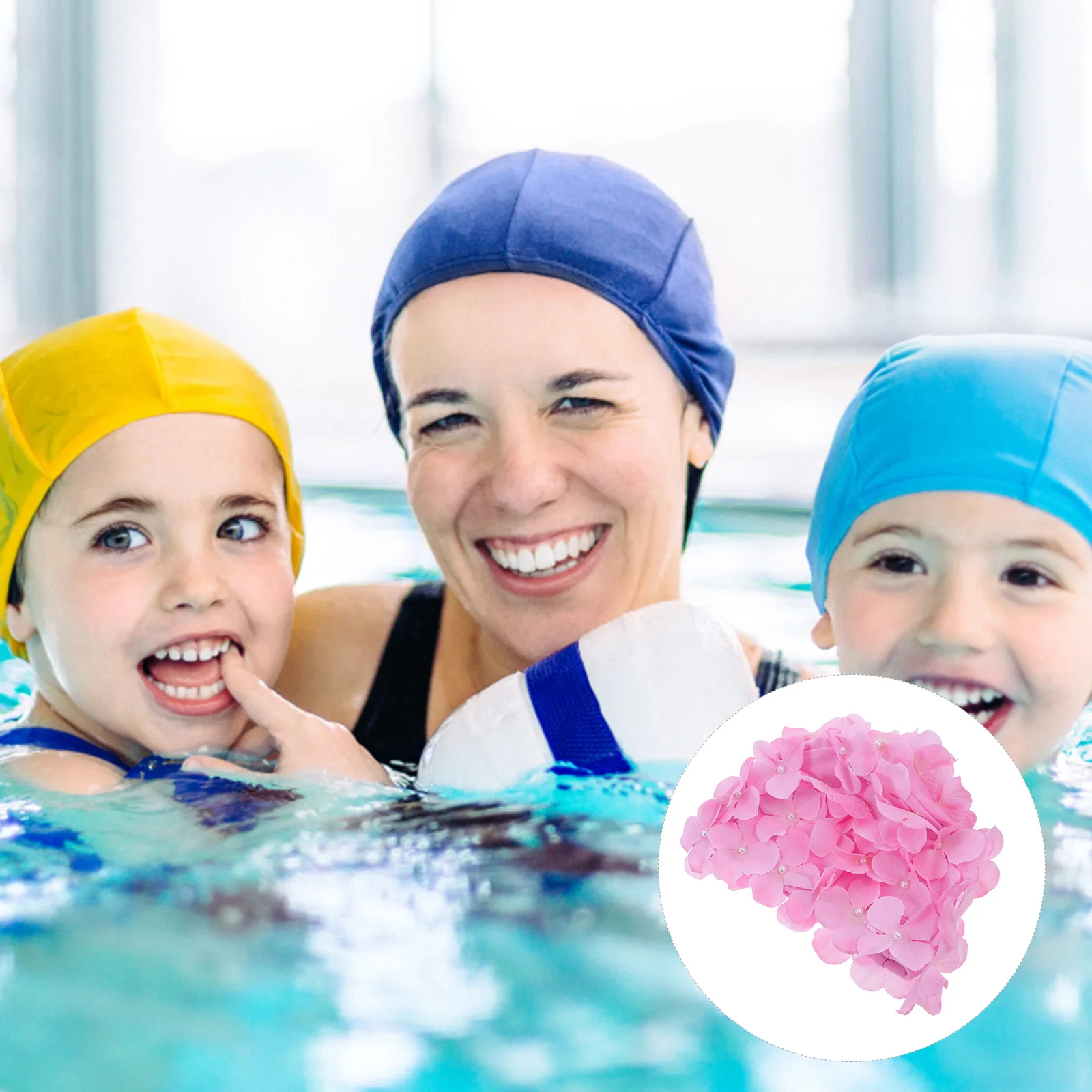 المرأة ثلاثية الأبعاد الأزهار البتلة قبعة السباحة أنيق قابلة لإعادة الاستخدام قبعة السباحة نسيج ناعم للحماية من المياه الشمس المضادة للانزلاق صالح حمام استخدام الحجم