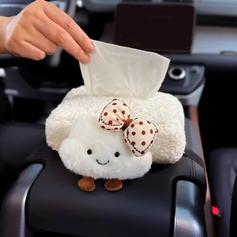 Plush Bear/flower Decoration Car Tissue Box, Car Decoration, Novice Driver Gift, Holiday Gift