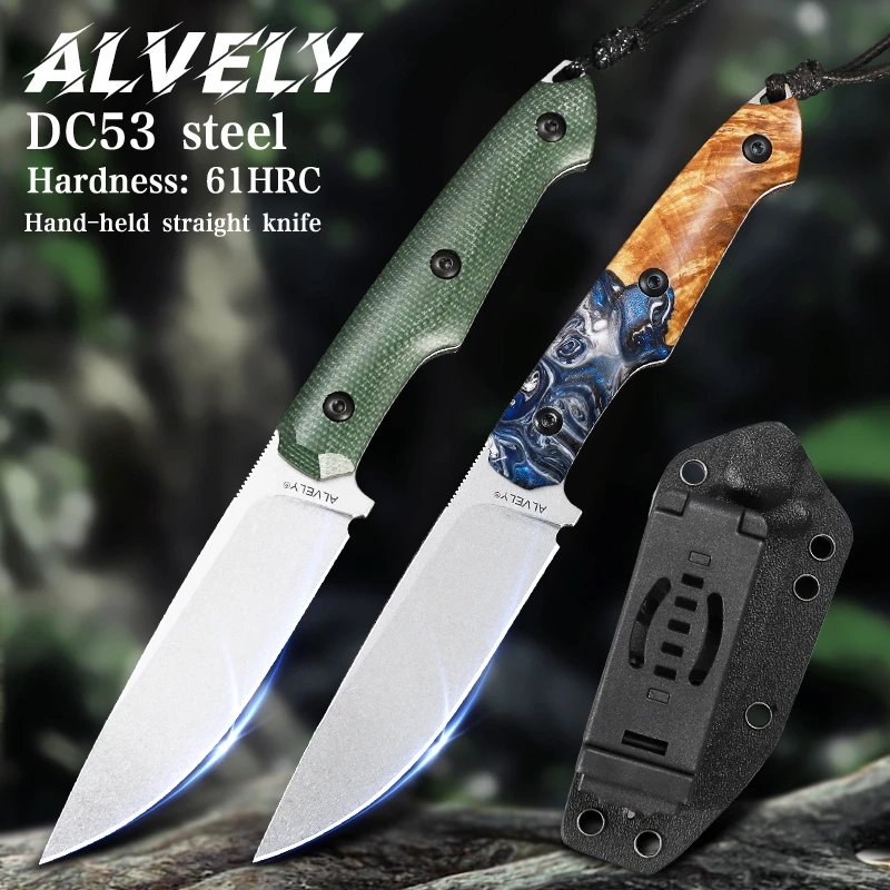 

High quality Outdoor Fixed-Blade Hunting Knife，DC53 steel cutting inserts,Camping, Exploration, and Survival Fixed Blade Knife