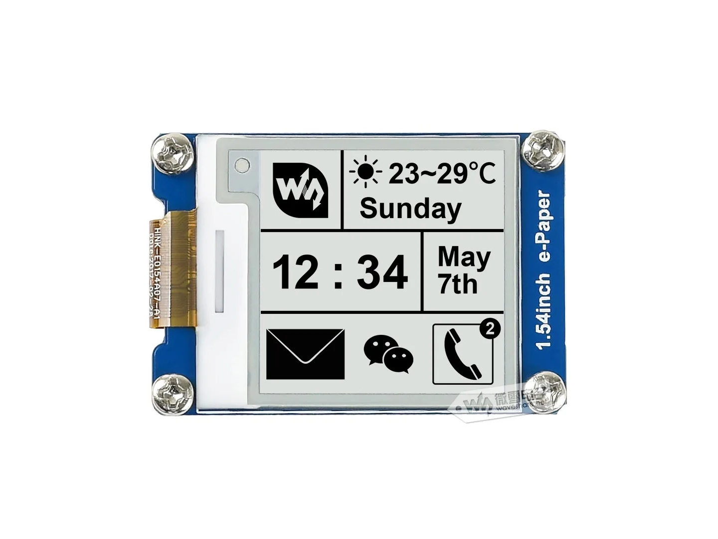 1.54inch E-Ink Display Module, 200x200, SPI Interface for Raspberry Pi/Jetson Nano/Arduino/STM32,Ultra Low Power Consumption