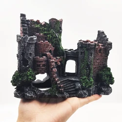 Random Color Creative Castle Shape Fish Tank Ornaments Decoration Landscaping Resin Rockery Aquarium Rockery Home Craft Ornament