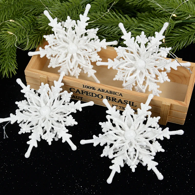 Christmas Snowflake Ornaments 3D Ice White Snowflakes Christmas DIY Crafts Hanging Pendants Xmas Tree Decorations New Year 2024