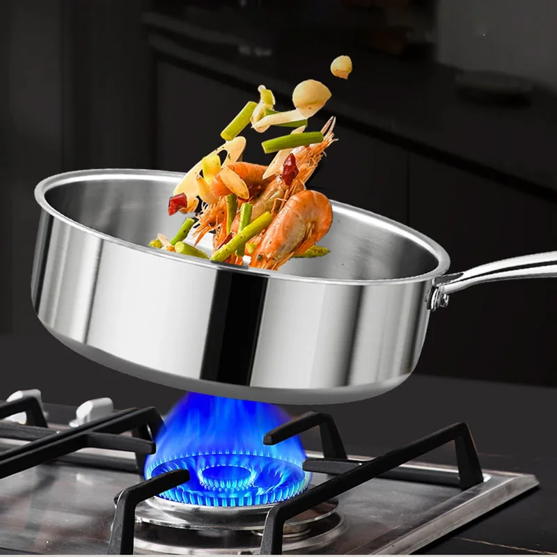 

KEGNQ 316 Stainless Steel 26/28/30/32cm Frying Pan Kitchen Cookware Set Cooking Pot Steak for Nonstick Pan