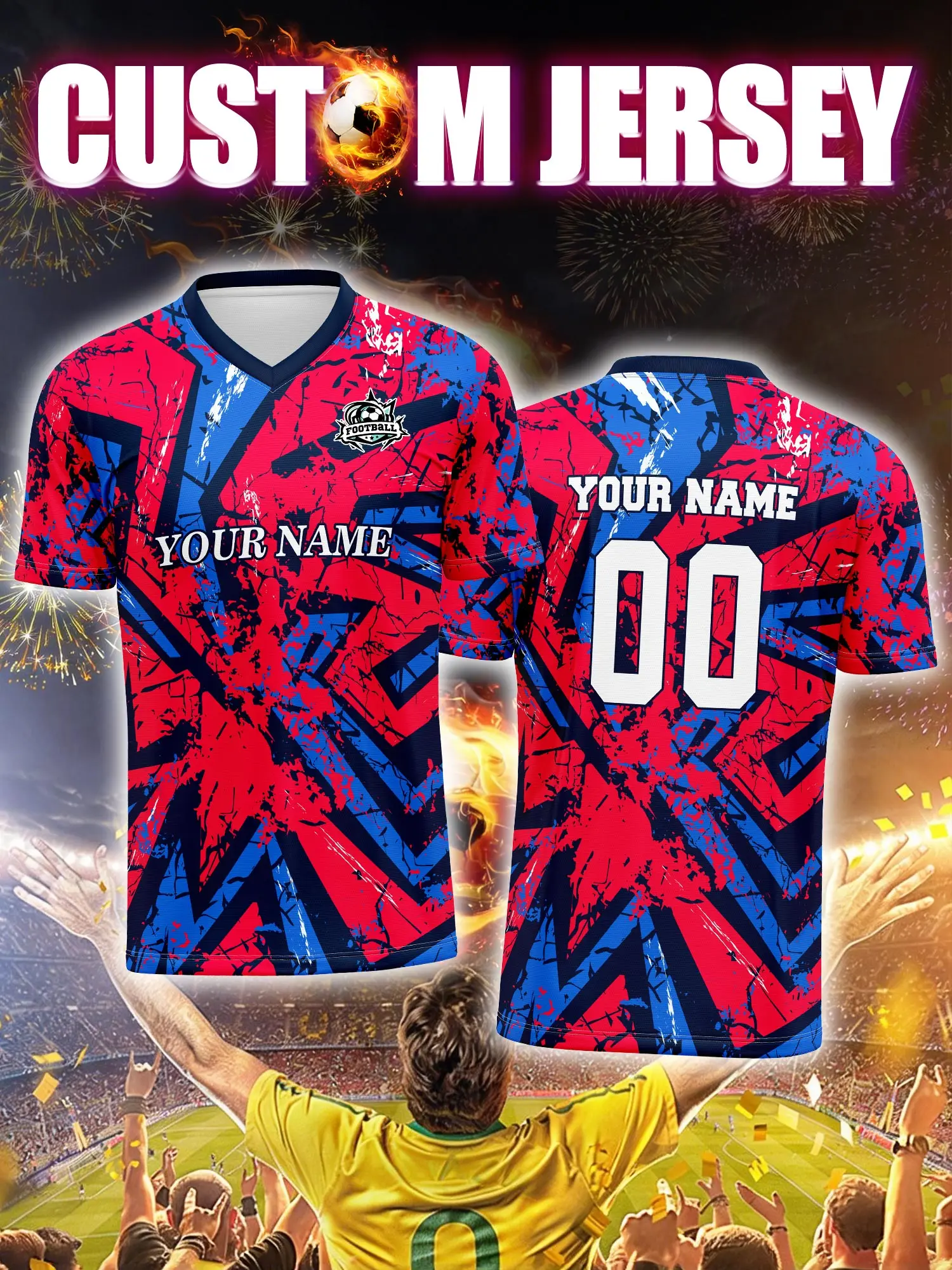 

Футболка для футбола с индивидуальным изображением, номером и именем, для студентов университетов и спортивных команд.