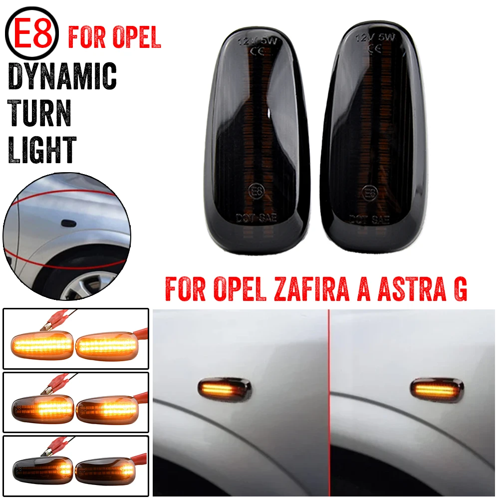 

2 pieces LED Dynamic Turn Signal Lights Flowing water Fender Side Marker Lamps For Opel Zafira A 1999-2005 Astra G 1998-2009