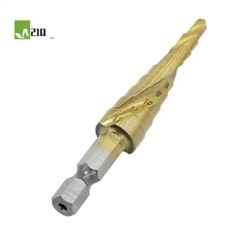 

A21Q -Spiral Stepped Drill Hexagon Handle 4PC Hexagon Stepped Drill Punching Suit Is Suitable For Plastic And Metal Plates.