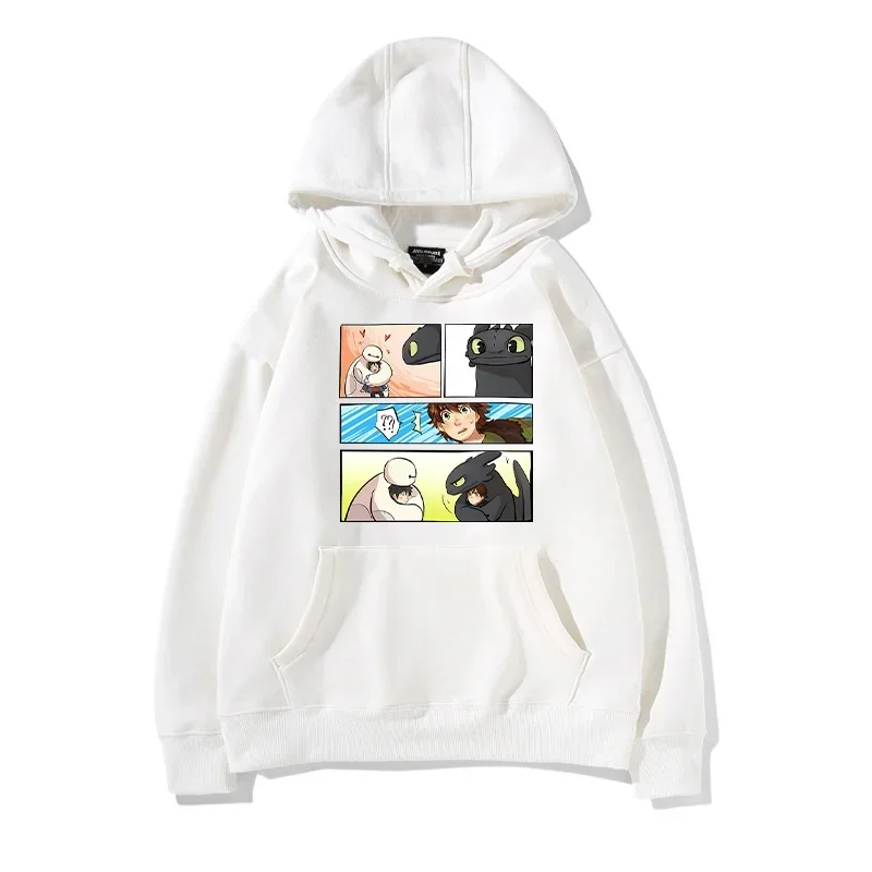 Cartoon hooded sweater Big Hero 6 Baymax Toothless hooded sweater loose Disney men's and women's springautumn versatile clothes