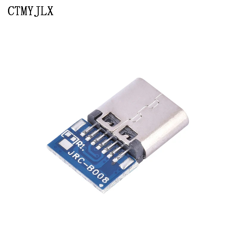 Conector USB 3,1 tipo C, conector hembra de 14 pines, orificios pasantes, PCB 180, escudo Vertical, USB-C, Kit electrónico DIY