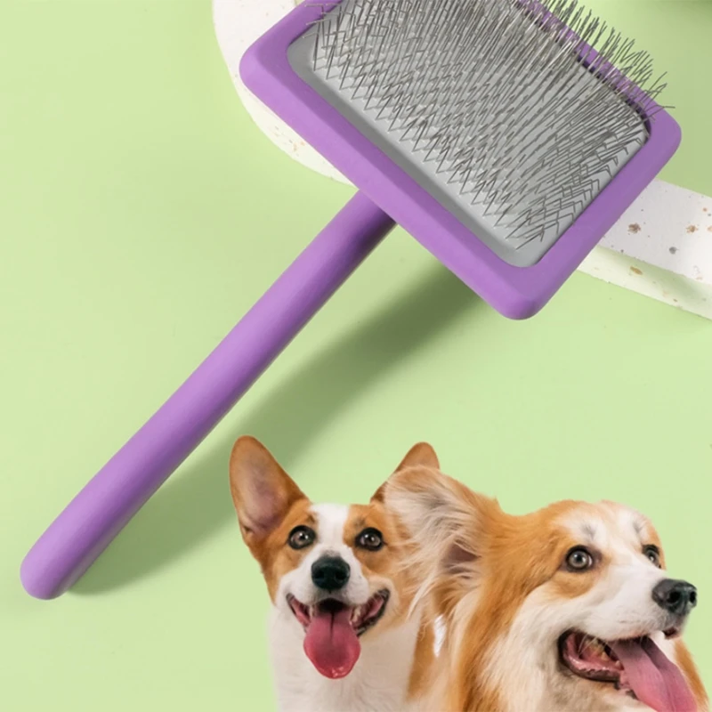 Pet Slicker Brush Slicker Brush For Removes Loose Hair, Tangles, Knots Best Grooming Brush For Professional Pet Dog Comb Purple