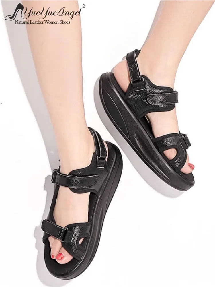 Womens Sandals Genuine Leather Hook Loop Fashion Shoes Low Cut Cowhide Leisure Comfortable Hot Sale Handmade High Quality Ladies