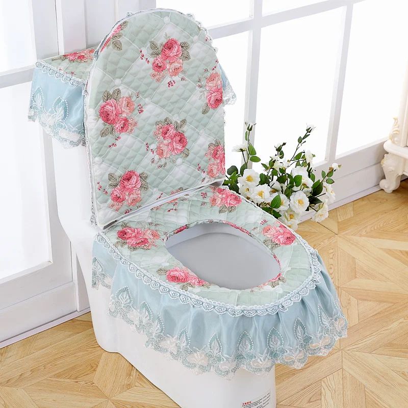 Universal Toilet Overcoat Case Lace Toilet Seat Cover Winter Warm Soft Washable O-shaped Bathroom Accessory
