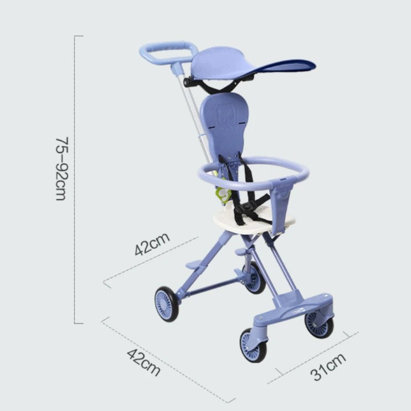 Carrinho de Bebê Dobrável e Portátil, Leve, Bidirecional, Quatro Rodas, Carrinho de Bebê, Viagem, Novo, 2024