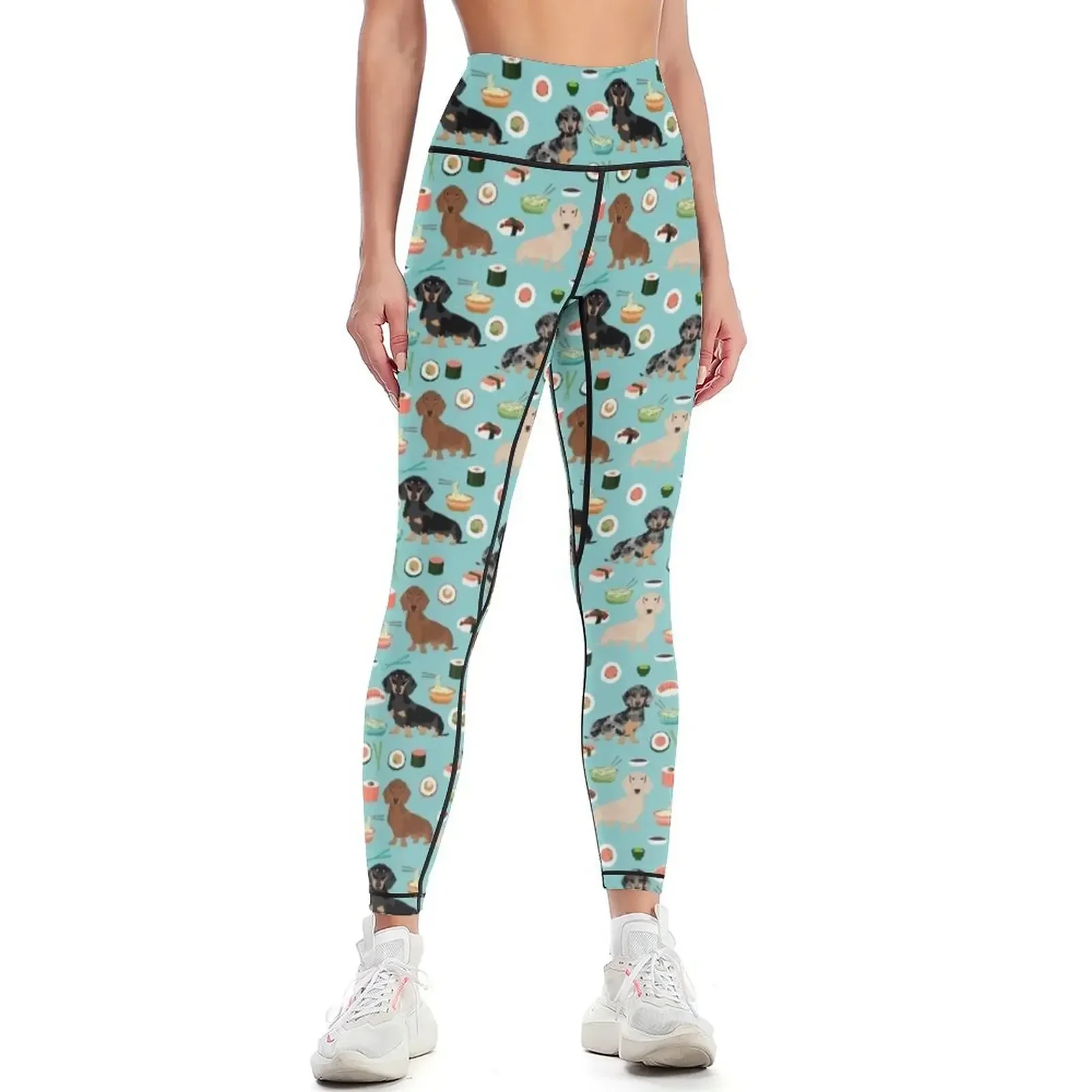 

dachshund sushi dog breed pet pattern animal lovers Leggings Women's tights Women's sportswear Jogger pants Womens Leggings