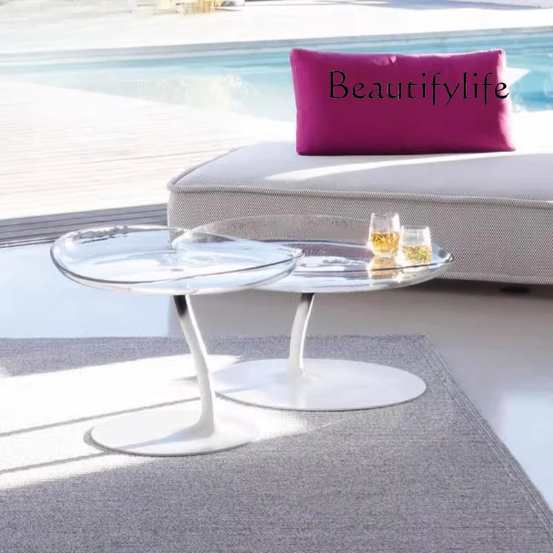 Nordic minimalist creative fashion small coffee table mushroom shape acrylic coffee table transparent small round table