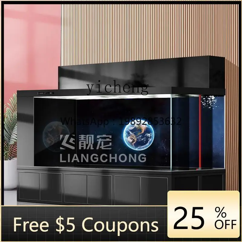 XL fish tank double filter koi floor tank ultra-white glass automatic circulation aquarium living room home