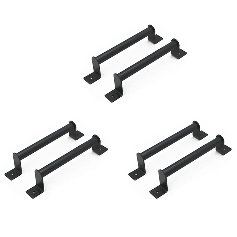 

6Pcs Black Carbon Steel Sliding Barn Door Pull Handle For Sliding Barn Door Garden Gates Garages Hardware Kit