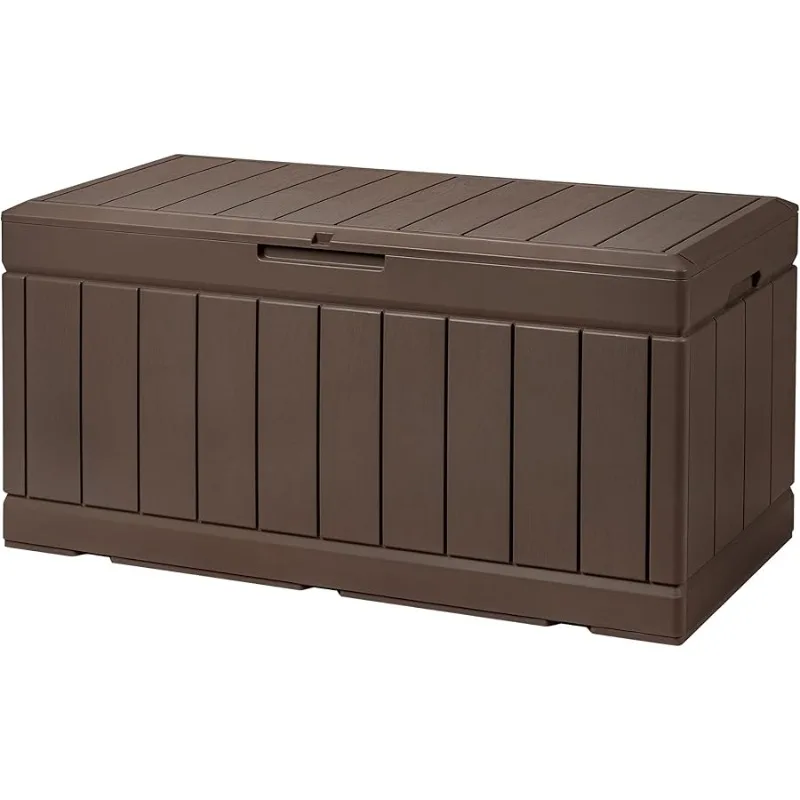 

85 Gallon Deck Box Lockable Resin Outdoor Storage Box waterproof Outdoor Container for Patio Furniture Cushions, Pillow (Brown)