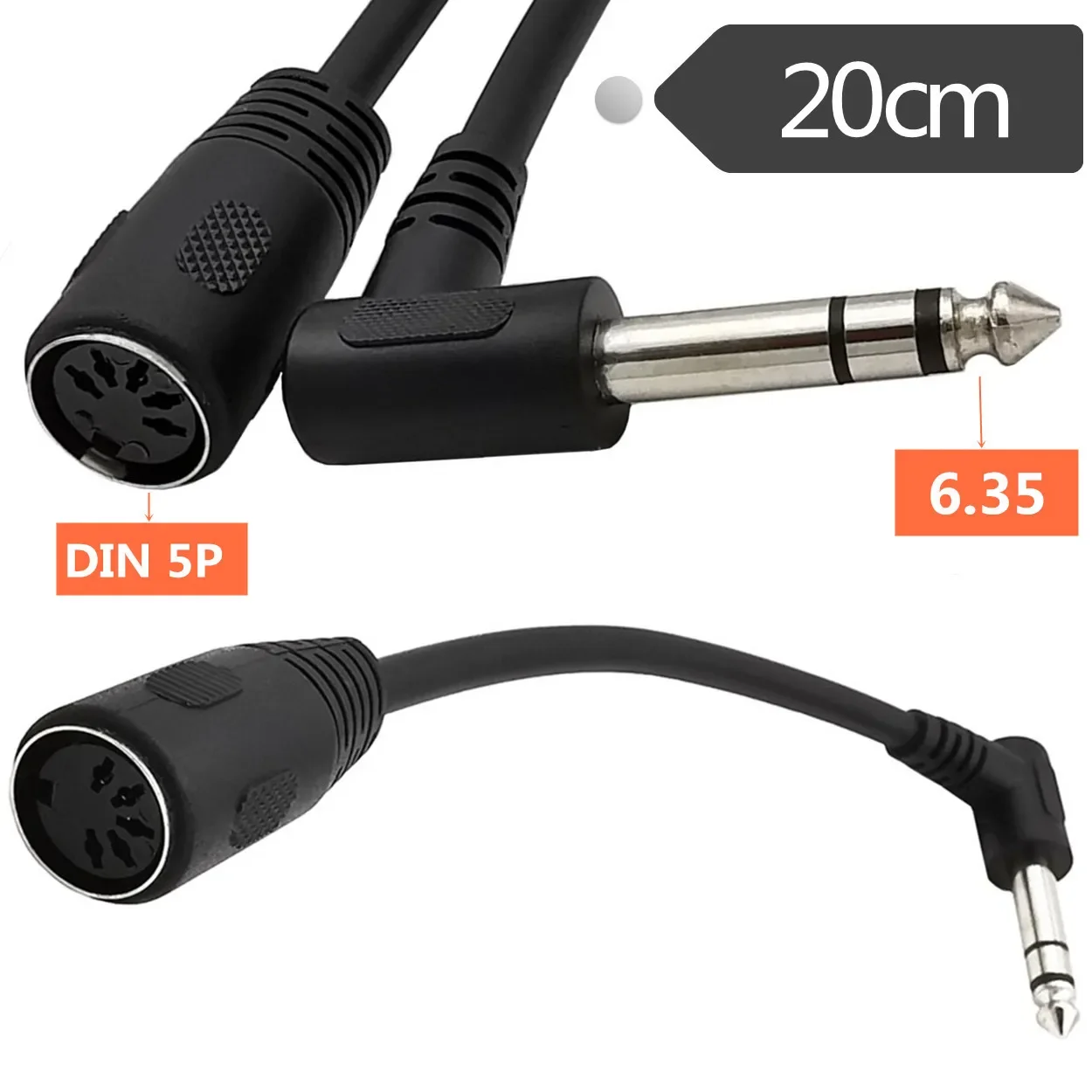 MIDI Din 5Pin Male & Female To Monoprice 6.35mm 6.35 (1/4 Inch) Male TRS Stereo Audio Cable DIN 5PIN Plug Cord 1.5m 0.2m