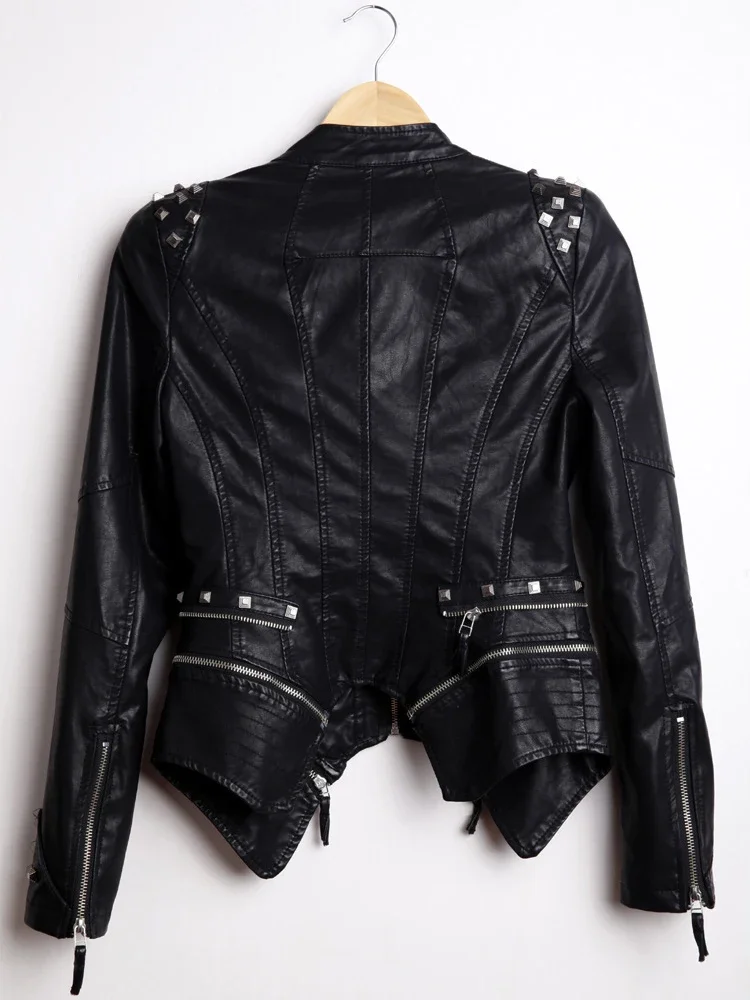 Imagem -06 - Jaqueta de Couro Falso pu para Mulheres Lady Biker Outerwear Cabolsa Preto Vermelho Outono Inverno 2023