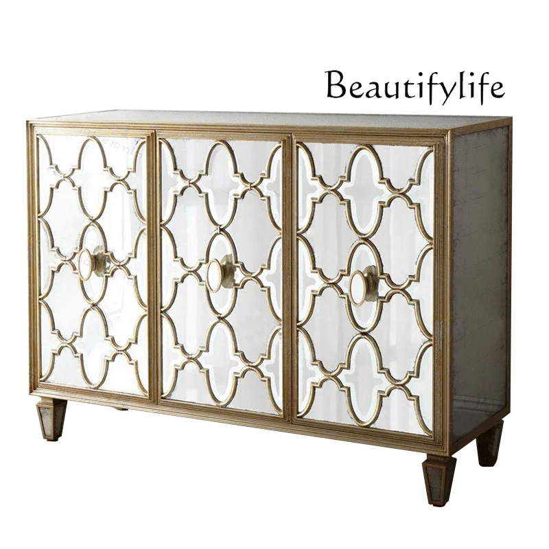 N40 Multifunctional side cabinet European neoclassical mirror partition cabinet Entrance cabinet Locker with door