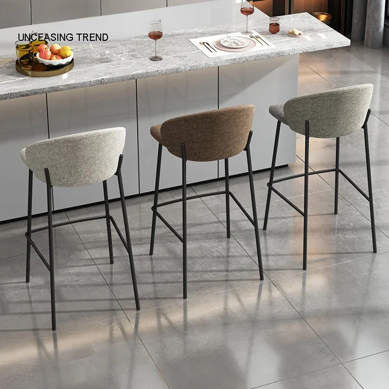 Tabouret de bar en velours blanc, mobilier de luxe minimaliste