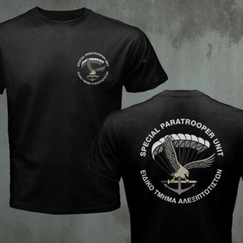 

Hellenic Army ETA Greek Special Paratrooper Airborne Unit Force T Shirt New 100% Cotton Short Sleeve O-Neck Casual Mens T-shirt