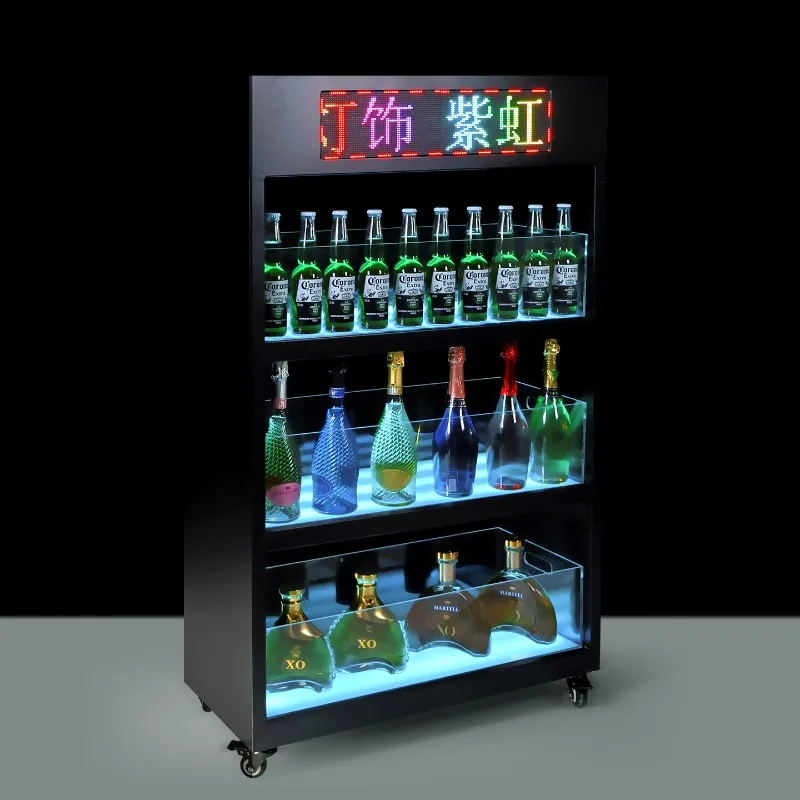 Bar LED display luminous wine cabinet two-layer three-layer foreign wine cabinet red wine champagne display cabinet beer mobile