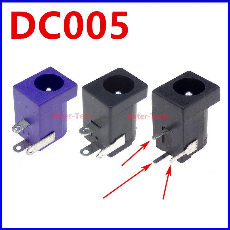 

10PCS/Lot DC-005 Black DC Power Jack Socket Connector DC005 5.5*2.1mm 5.5*2.5 2.1 socket Round the needle