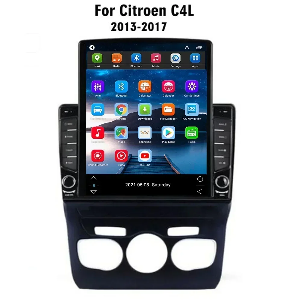 For Tesla Style 2Din Android 13 Car Radio For Citroen C4 C4L 2013-2035 Multimedia Video Player GPS Stereo Carplay DSP RDS Camera