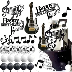 Guitar Cake Toppers Rock Music Cake Topper Music Notes Balls Cake Decorations for Musician birth Party Rock Theme Party
