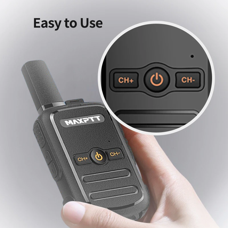 Maxptt Walkie-Talkie, Small and Portable, Suitable for Construction Sites, Property Management, and Hotels, Black Mx180, 2 Units