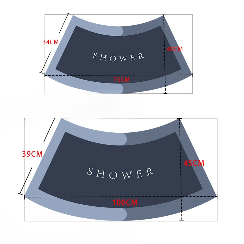 Bathroom Floor Mat, Diatomaceous Mud Soft Mat, Bathroom Water Absorption and Quick Drying Fan-shaped Anti Slip Mat