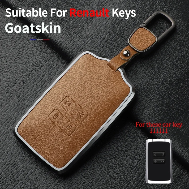 

Metal and Leather Car Key Case Cover For Renault Clio Kadjar Capture Koleos Espace Master Talisman Talisman Scenic Protect Cover