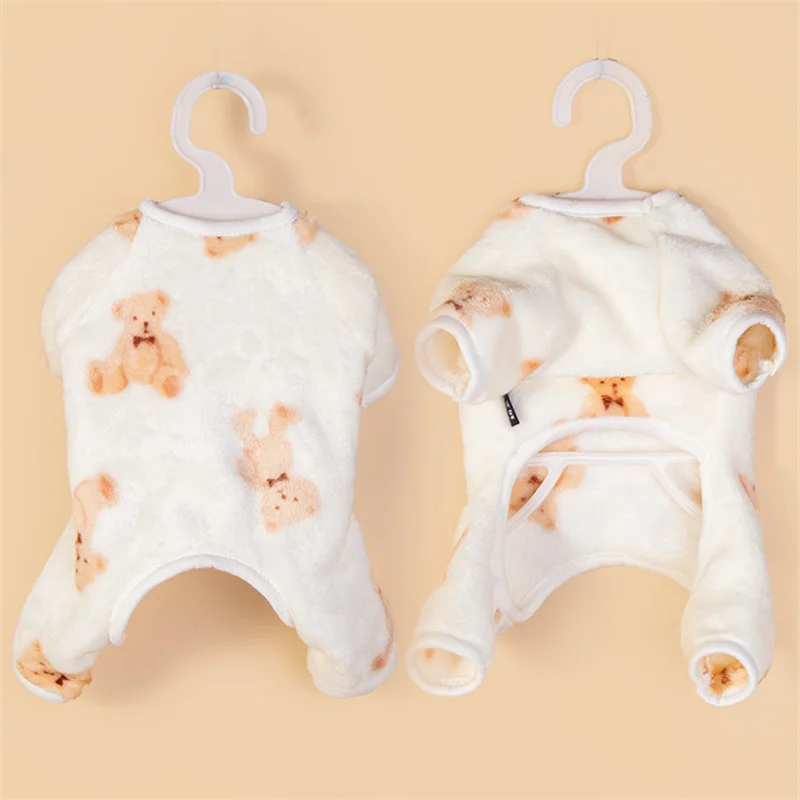 Pet Plush Jumpsuit Autumn Winter Medium Small Dog Clothes Warm Velvet Sweet Pajamas Kitten Puppy Cute Pullover Chihuahua Poodle