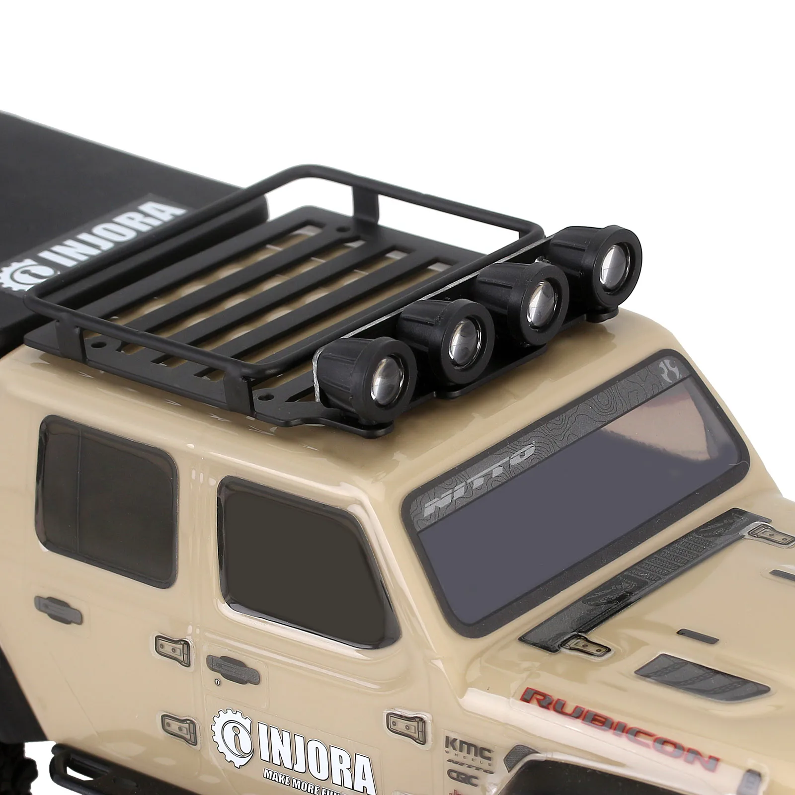 INJORA Luggage Carrier Roof Rack With Spotlights For 1/24 RC Crawler Axial SCX24 Jeep Gladiator AXI00005