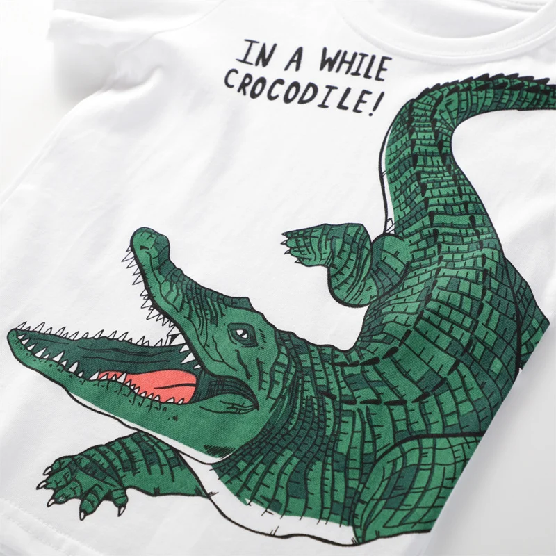 Springen Meter Baby Boy Leuke Zomer T-shirt Kinderen Met Korte Mouwen Cartoon T-shirt Met Dieren Gedrukt Jongens Tees Jongens meisjes Kleding