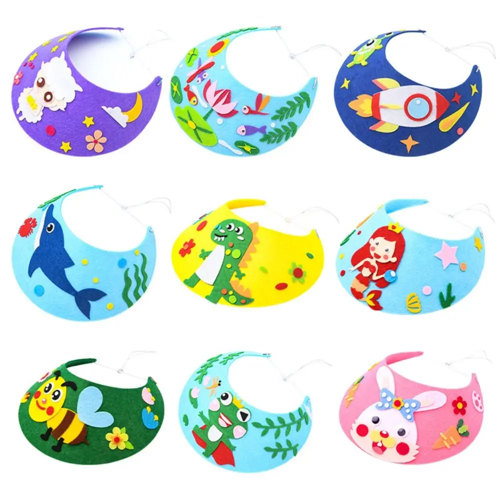 Crafts Kids Handcraft Toy Non-woven Fabric Sunhat Children DIY Toy with Rope Colorful Kindergarten Material Package Girls