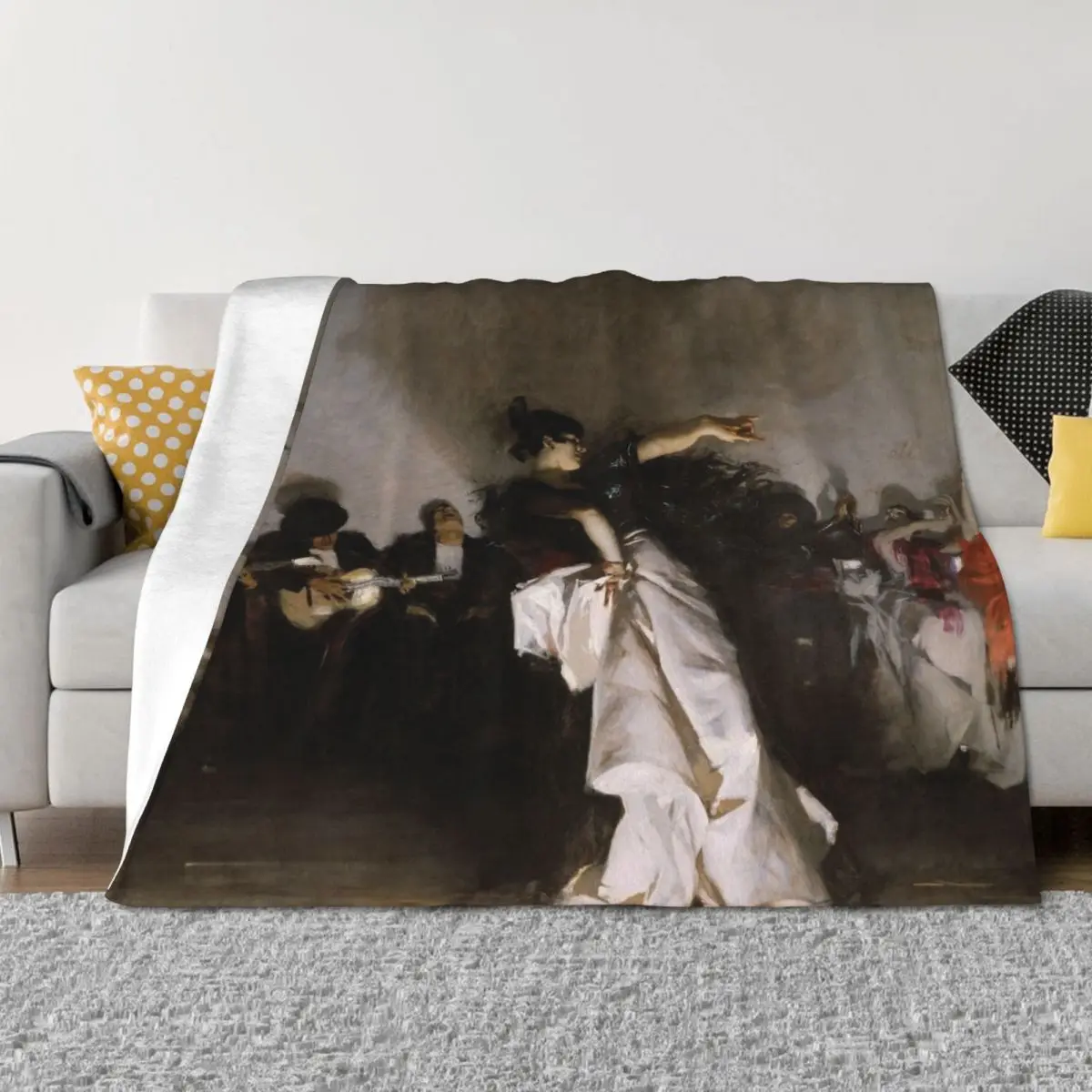 

El Jaleo (Spanish Dancer) -John Singer Sargent Throw Blanket Custom Retros Single Blankets
