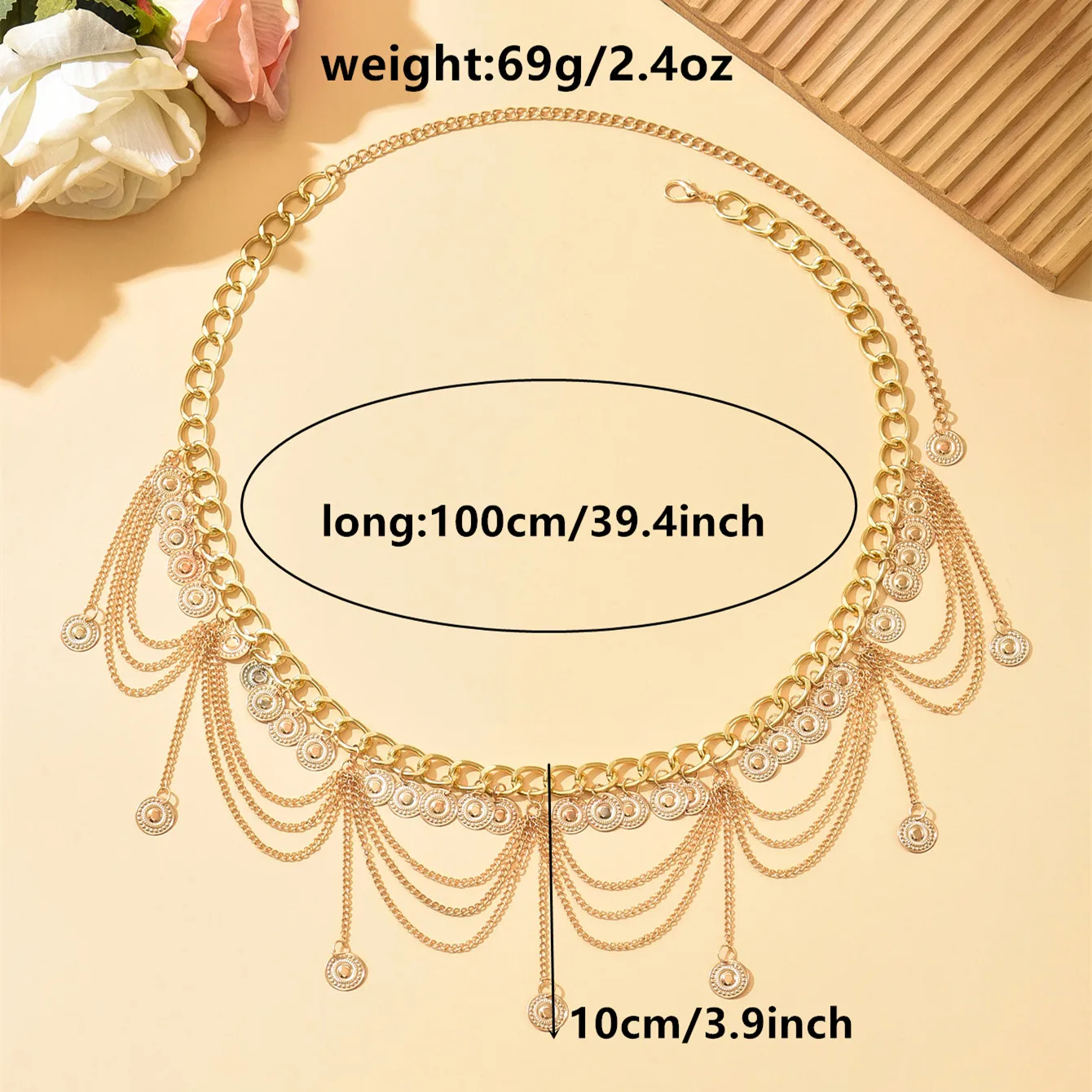 موضة جديدة الرقص الشرقي الخصر سلسلة للنساء أنيقة الذهب اللون عملة شرابة الخصر قلادة تنورة سلاسل حزام مجوهرات