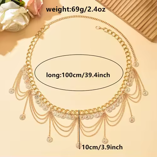 New Fashion Belly Dance Waist Chain For Women Elegant Gold Color Coin Tassel Waist Necklace Skirt Chains Jewelry Belt - Image 6