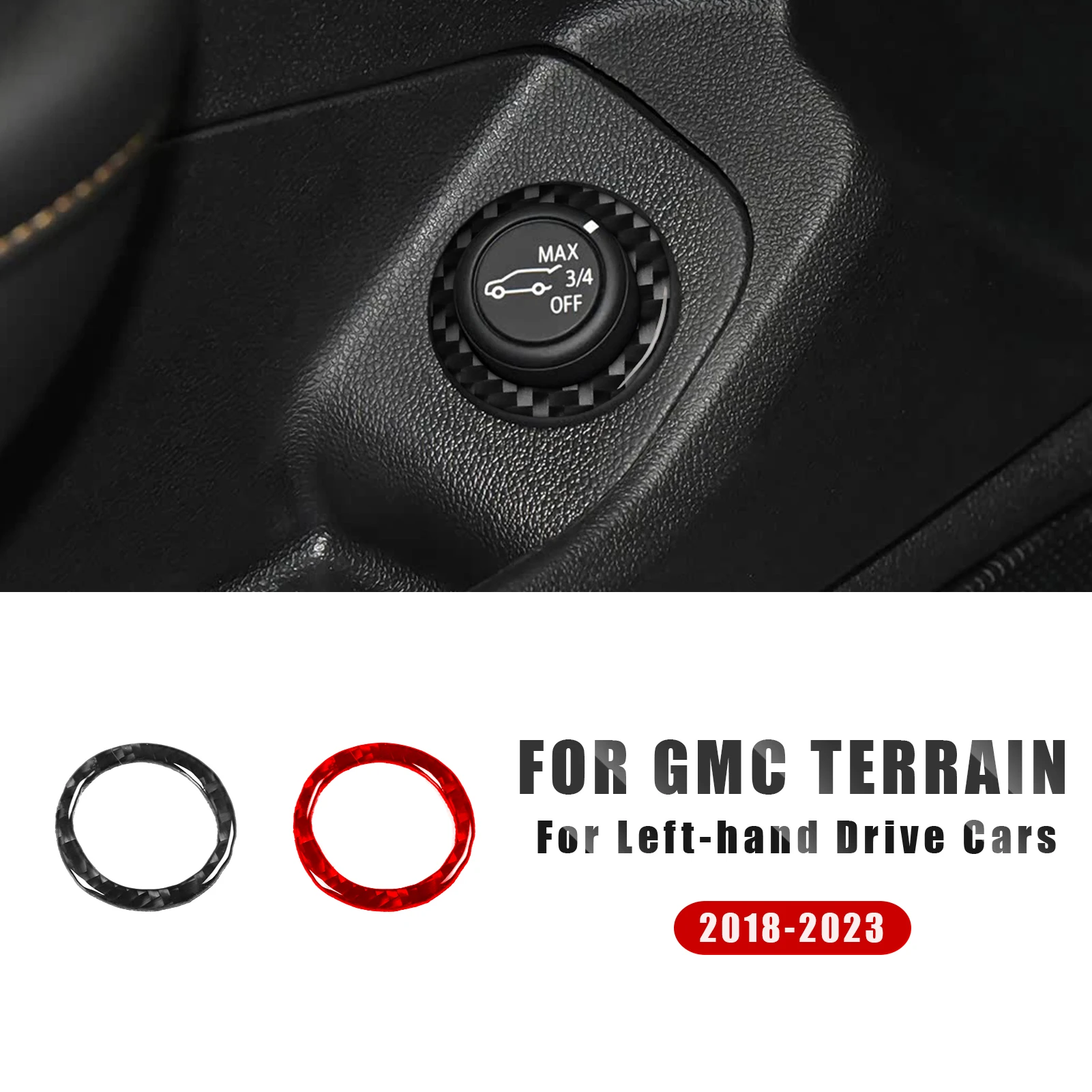 For GMC Terrain 2018-2023 Car Interior Trim Accessories Real Soft Carbon Fiber Stickers Trunk Switch Button Circle