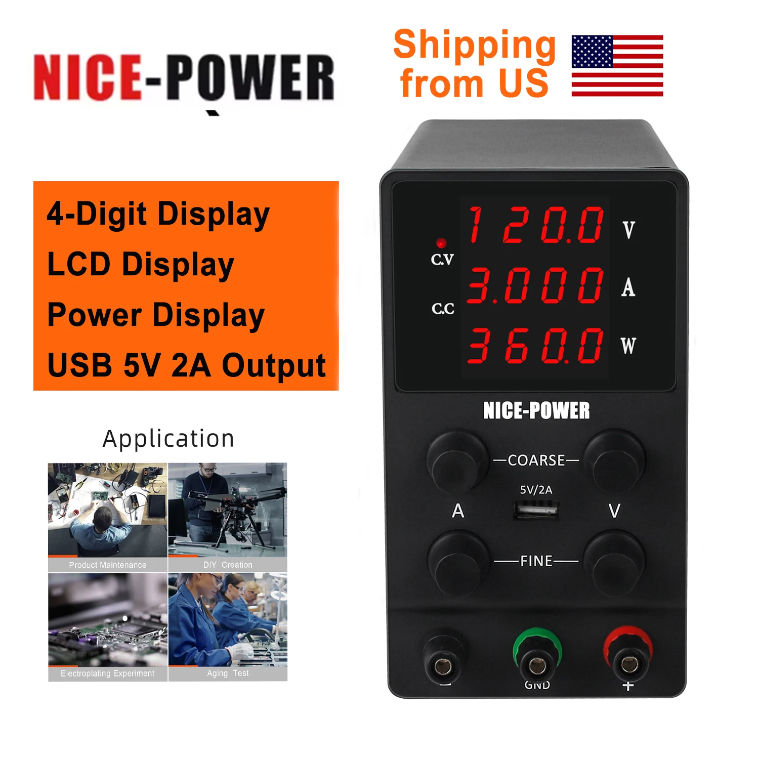 NICE-POWER DC Power Supply Digital LED Bench Switching Power 30V/5A 60V/5A 30V/10A 120V/3A Adjustable Voltage Regulator