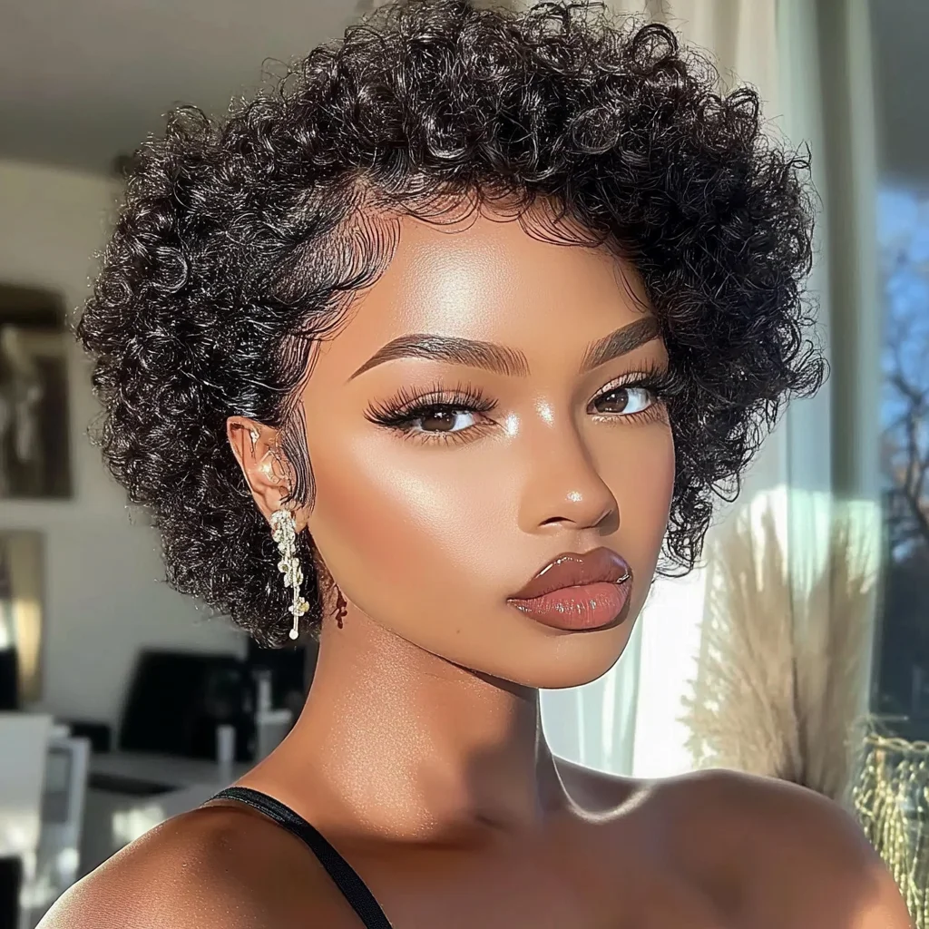 

Sleek 100% Real Deep Wave HD Lace Human Hair Wigs Short Curly Human Hair Wigs For Women 13X6X1 Short Curly Lace Front Wigs