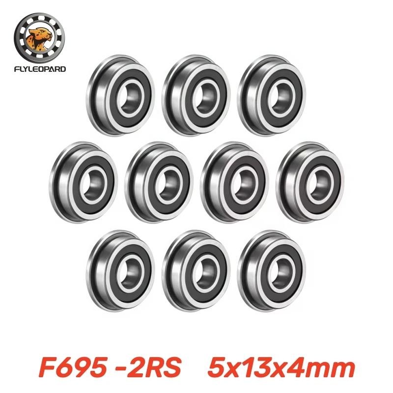 10Pcs F695-2RS Bearing 5x13x4 mm Flange Ball Bearing ABEC-7 High Precision Double Rubber Sealed F695RS for VORON 3D Printer