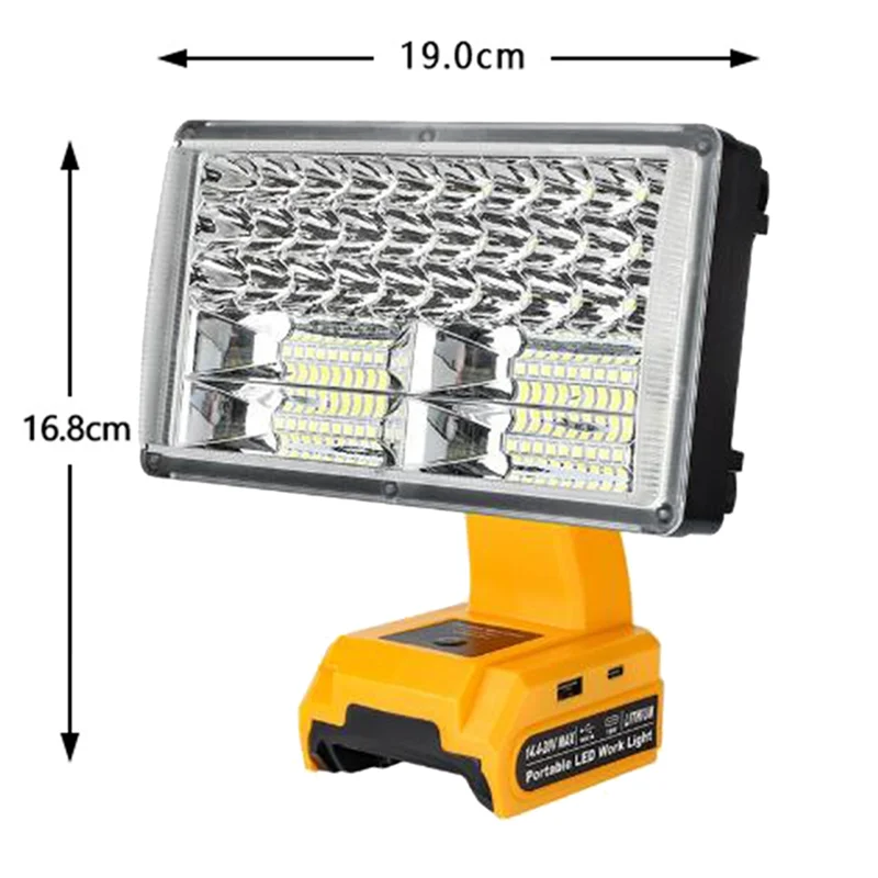 FAAJ-For 14.4-20V Batteries LED Work Light 30W 3300LM Flashlight LED Flood Light Cordless Handheld Spotlight For Car Repa