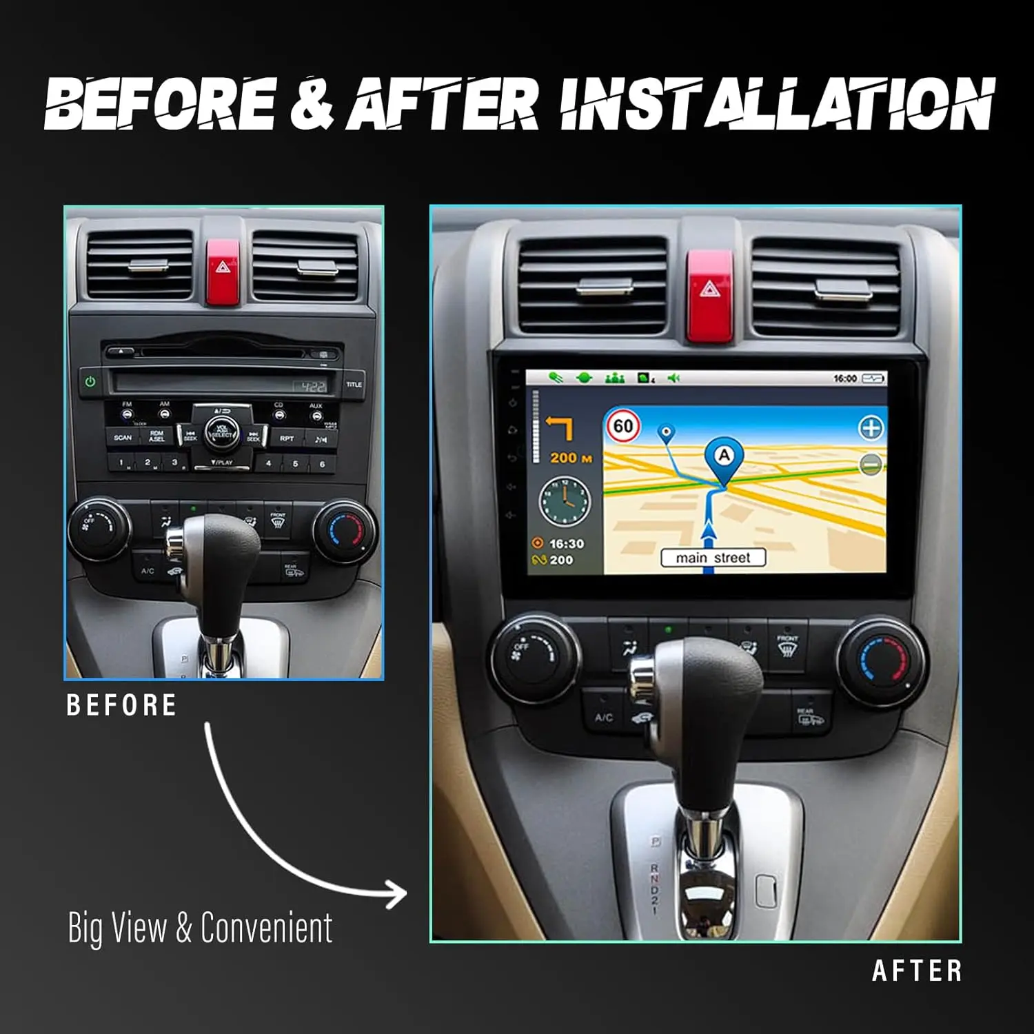 Estéreo automotivo de 9 polegadas para Honda CRV 2007-2011, tela sensível ao toque IPS HD, CarPlay sem fio/Android Auto, Bluetooth, WiFi, GPS, 4 núcleos (2 GB +