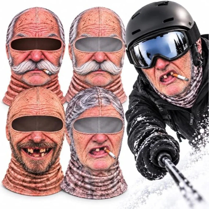 Neue, originelle Gesichtsmaske im Stil eines alten Mannes, realistische Vollgesichts-Sturmhaube, winddicht, für Winteraktivitäten, Skifahren, Radfahren, Halloween-Partys und Gruppenfotos.